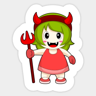 Girl Halloween Devil Trident Sticker